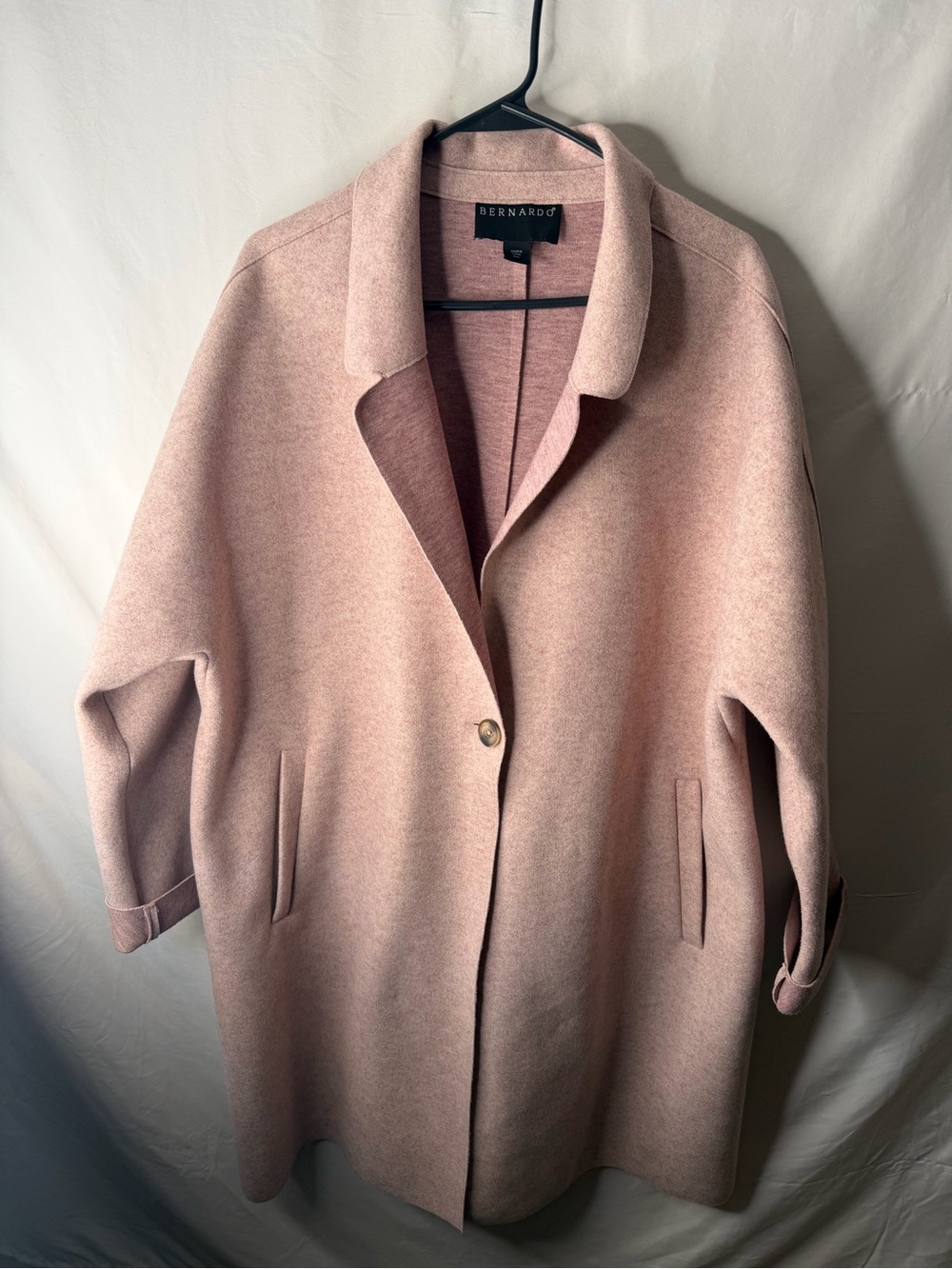 Bernardo Soft Blush Pink Single-Button Wool-Blend Trench Coat